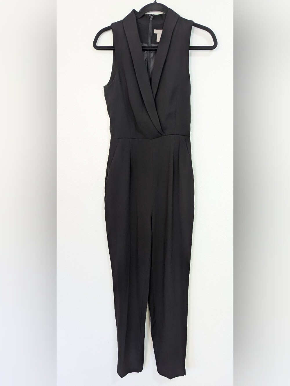 H&M Black Sleeveless Surplice V Neck Jumpsuit Size 0
